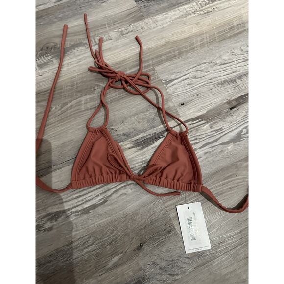 NEW Montce Swim Euro Bow Bikini Ties TOP Size Small Lipstick Mauve Pink NWT - Picture 4 of 7